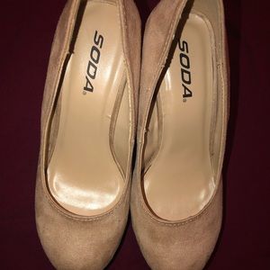 Nude platform wedges